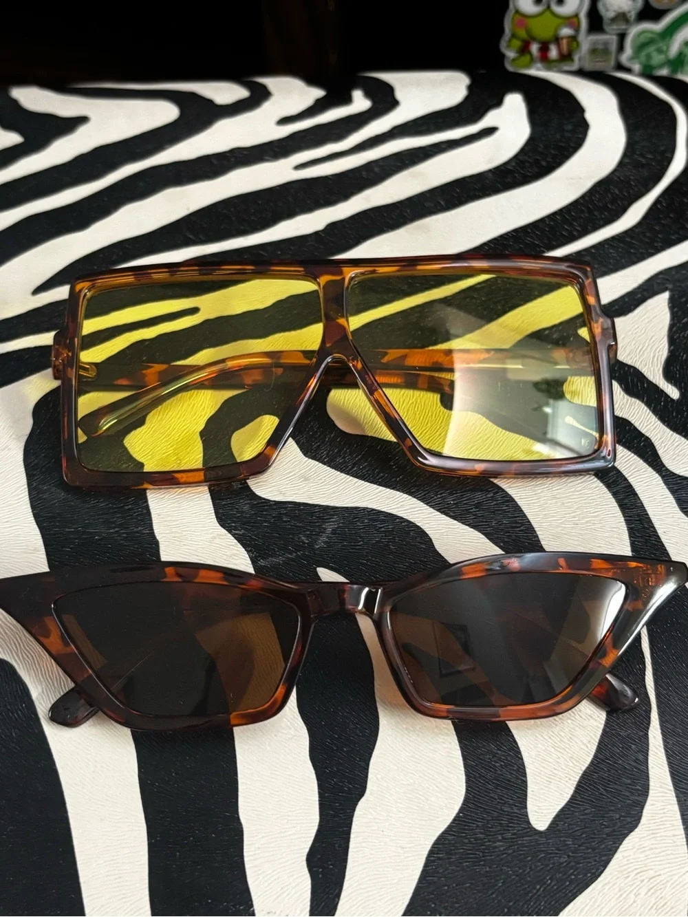 (3 for $30) Tortoiseshell Square Yellow Lens Sunglasses Bundle - Women